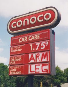 Gas station sign from 2001
